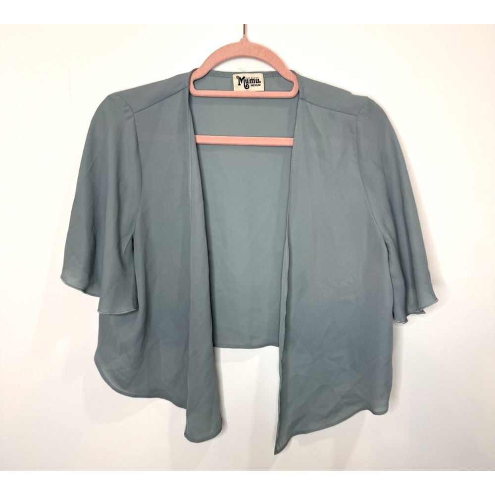Show Me Your Mumu Brenna Bridal Green Cape Medium Chiffon Wedding Bridesmaid M
